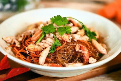Stir-fried crab with vermicelli